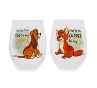 Disney The Fox And The Segugio 20-Ounce Teardrop senza Stelo Vino Vetro Set Di 2