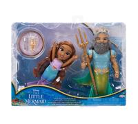 Disney Set di bambole La Sirenetta Ariel e Re Tritone 15 cm con arricciaspiccia, candelabro