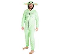 Disney The Mandalorian Baby Yoda Pigiama Uomo Intero, Pigiami Unisex The Mandalorian in Morbido Pile S - 3XL (Verde, XL)