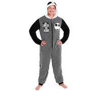 Disney The Nightmare Before Christmas Comodo Pigiama Intero Uomo con Cappuccio (Nero/Bianco, 2XL)