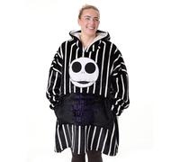 Disney The Nightmare Before Christmas Felpa con Cappuccio Coperta indossabile Unisex | Pullover a Righe per Adulti in Nero con Personaggio Jack Skellington | Loungewear con Cappuccio Foderato