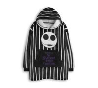 Disney The Nightmare Before Christmas Felpa con Cappuccio indossabile per Bambini | Pullover con Cappuccio a Righe NMBC per Bambini in Nero con la Faccia del Personaggio di Jack Skellington