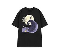Disney The Nightmare Before Christmas Moon Maglietta | Unisex Nero Manica Corta Grafica Tee | Abbigliamento con Luna del Film di Tim Burton | Jack Skellington Halloween Tee | Top Moda Gotica per Fan