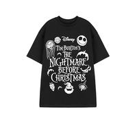 Disney The Nightmare Before Christmas Multi Personaggi Unisex Nero Maglietta | Manica Corta Grafica Tee con Jack Skellington & Sally | Merchandise del Film di Tim Burton