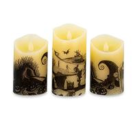 Disney The Nightmare Before Christmas - Set di 3 candele a LED senza fiamma tremolanti con timer automatico, da collezione con licenza ufficiale