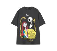 Disney The Nightmare Before Christmas Unisex Carbone Maglietta | Manica Corta Grafica con Personaggi | Top Stile Gotico per Fan di Jack Skellington & Sally | Abbigliamento del Film di Tim Burton