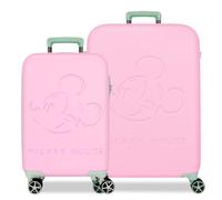 Disney Topolino Crazy Trip Set di valigie rosa 55/65 cm Rigido 5,65 kg Chiusura TSA ABS 5,65 kg 114,81 L estensibile bagaglio a mano, Rosa, Taglia unica, Set di valigie