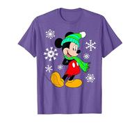 Disney Topolino e i suoi amici, Natale, Topolino, Fiocchi di neve Maglietta, Uomo, Viola Mélange, M
