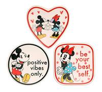 Disney Mickey And Minnie VC700375L - Set di 3 vassoi in Ceramica Multicolore, Confezione Regalo, Misura Unica, Ceramica, Senza Pietre preziose