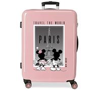 Disney Topolino e Minnie Viaggia per il mondo Parigi Valigia media Nude 48x68x26 cm ABS rigido Chiusura laterale con combinazione 70L 3 kg 4 Doppie ruote