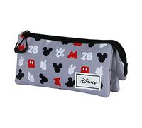 Disney Topolino Grey-Astuccio Triplo FAN 2.0, Grigio, 23 x 11 cm