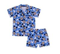 Disney Topolino/Mickey Mouse, 100% Cotone con Bottoni Pigiama a Maniche Corte, Blue, 7-8 Anni: 128cm, Blu