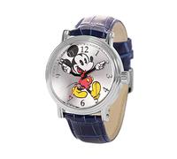 Disney Mickey Mouse - Orologio analogico al quarzo con lancette articolate, per adulti, marrone chiaro::blu, Cinturino