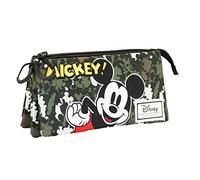 Disney Topolino Surprise-Astuccio Triplo FAN, Verde Militare, 23 x 11 cm