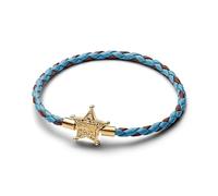 Disney Toy Story 14k Gold-Plated Bracciale con pelle blu e marrone