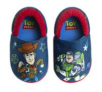 Disney Toy Story Buzz Lightyear and Sheriff Woody PJ Slippers - Boys Indoor Warm Plush Pajama Slipper - Navy Blue / Red (size 11-12 Little Kid)