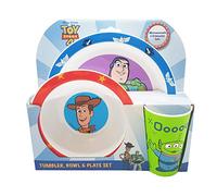 Disney Toy Story Kids - Set di 3 piatti riutilizzabili in polipropilene, ciotola e tazza per bambini, set da tavola per i pasti a casa, in vacanza o al picnic, per bambini dai 24 mesi in su, materiale