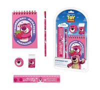 Disney Toy Story Lotso Set di Cancelleria, Include Righello, Matita, Gomma, Temperino e Quaderno, Set di Cancelleria Regalo per Ragazze