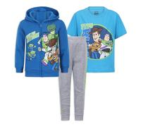 Disney Toy Story - Set di maglietta, felpa con zip e pantaloni da jogging per bambini piccoli, verde/blu, Blu, 2 anni