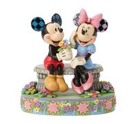 Disney Traditions - Statuetta di Topolino e Minnie sulla panchina in primavera