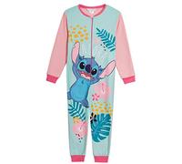 Disney - Tutina in pile per bambine con Stitch, pigiama intero con cerniera, abbigliamento da notte per bambini, rosa, 9-10 Years