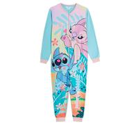 Disney - Tutina in pile Stitch e Angel per bambini, pigiama intero per bambine, notte, Blu, 11-12 Years
