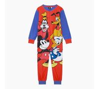 Disney Tutina ufficiale Mickey Mouse per ragazzi, pigiama tutto in uno con Topolino, Paperino, Pippo e Plutone, rosso/blu, età 2-8 anni, rosso/blu., 5-6 Years