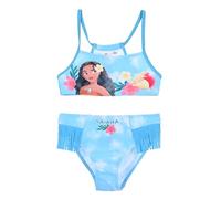 Disney Vaiana Bikini 2 Pezzi per Bambine, Costume da Bagno con Personaggio Oceania, Frange Decorative (IT, età, 4 Anni, Regular, Blu)