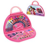 Disney Valigetta Colori per Bambini Set per Disegnare e Dipingere con Colori a Matita Pennarelli Acquerelli Kit Da Disegno Deluxe Principesse Stitch (Rosa Principesse Set)