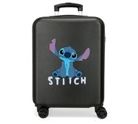 Disney Valigia per bambini rigida Chiusura a combinazione Laterale 4 ruote Bagagli a Mano è realizzato in ABS, un materiale rigido e leggero., Stitch carino, Valigia cabina