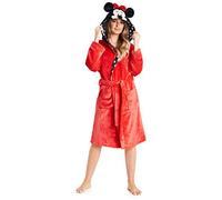Disney Vestaglia Donna Invernale, Vestaglie Minnie In Pile Con Cappuccio S, M, L, XL (Rosso, L)