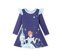 Disney Vestito da principessa per neonata con stampa floreale e maniche lunghe con volant, Viola-Cenerentola, 4-5 anni