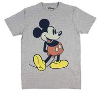 Disney Vintage Classic Mickey Mouse T-Shirt Grafica Grigia Topolino Gigante Uomo, Carbone Snow Heather, S