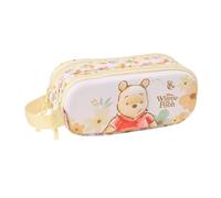 WINNIE THE POOH - Astuccio doppio 3D, astuccio per bambini, ideale per bambini in età scolastica, comodo e versatile, qualità e resistenza, 21 x 6 x 8 cm