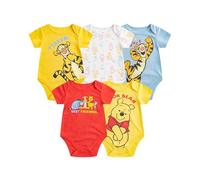 Disney Winnie the Pooh - Body a maniche corte per neonati e neonati, confezione da 5, Arancione/Blu/Bianco/Rosso/Giallo, 6 mesi