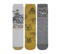 Disney Winnie the Pooh - Calzini da donna, 3 paia, confezione regalo, bianco/giallo/grigio, taglia unica