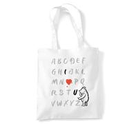 Disney Winnie The Pooh Classic Pooh Alphabet Ink Borsa Tote Riutilizzabile per Spesa e Viaggi, Bianco, 38X42Cm