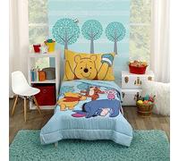 Disney Winnie The Pooh Funny Friends Aqua, Oro, Blu e Arancione, Tigro, Ih-Oh e Pimpi Set di 4 pezzi per letto per bambini, piumino, lenzuolo inferiore con angoli, lenzuolo superiore piatto e federa