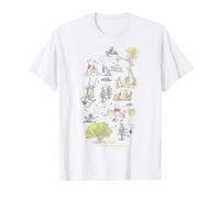 Disney Winnie The Pooh Group Shot Map Of 100 Acre Wood Maglietta