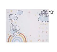 Disney Winnie The Pooh Multi Rainbow & White Super Soft Milestone Coperta per bambini, Azzurro, Bianco, Arancione, Giallo