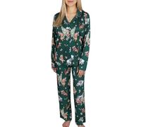 DISNEY Winnie the Pooh Pigiama donna verde a maniche lunghe, a gamba larga, con bottoni, in regalo XL
