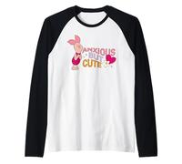 Disney Winnie the Pooh Piglet "Anxious But Cute" Funny Mood Maglia con Maniche Raglan