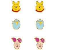 Disney Winnie The Pooh Set di orecchini trio giallo, rosa e blu SF00469YL, Misura unica, Ottone, Nessuna pietra preziosa