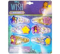 Disney Wish - 6 fermagli per capelli per ragazze con ciondoli a forma di personaggio dei desideri preferiti, fermagli per capelli magici Disney per bambini, accessori per capelli per bambini dai 3