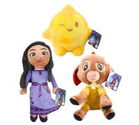 Disney Wish - Peluche ricamato di qualità super morbida, 25-35 cm, motivo: Asha, Valentino e stella