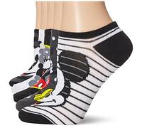 Disney Women's Mickey Mouse 5 Pack No Show, Black Stripe Multi, Fits Sock Size 9-11 Fits Shoe Size 4-10.5