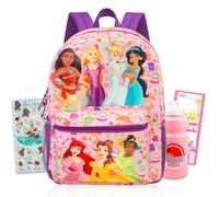 Disney Zaino da principessa per ragazze - Bundle con borsa per libri da 40,6 cm con Ariel, Rapunzel, Cenerentola, Moana Plus, adesivi, molto altro | Disney Princess Bookbag per ragazze