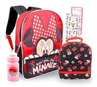 Disney Zaino Minnie Mouse con portapranzo per ragazze - Bundle con borsa per la scuola da 40,6 cm, borsa termica per il pranzo, adesivi, bottiglia d'acqua, altro | Forniture scolastiche Minnie Mouse
