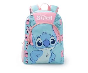 Disney Zaino per bambini Lilo & Stitch azzurro | Zaino scolastico con cerniera, spallacci imbottiti e tasca frontale con grafica del personaggio Stitch | Merchandising
