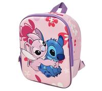 Disney Zaino Scuola Stitch Angel Colore Rosa per Asilo con Immagine in Rilievo Effetto 3D